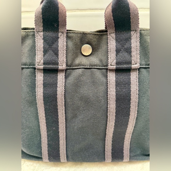 SOLD HERMES Vintage Unisex Y2K 100% Cotton Canvas Fourre Tout PM (Mini Tote) - Picture 2 of 16